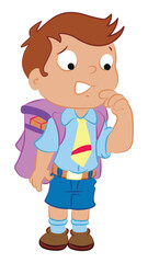 School boy wearing school uniform and thinking