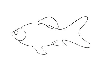 Continuous one line drawing of goldfish isolated on white background vector illustration 
