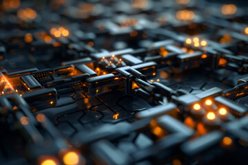 Fototapeta premium Close-up of a 3D animated blockchain sequence, smart contracts being automatically executed
