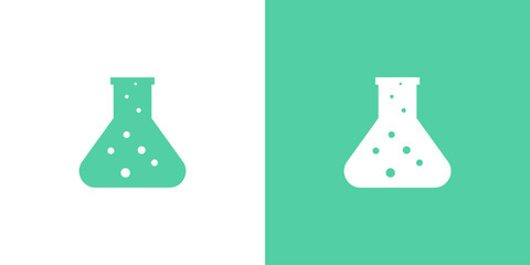Flask lab logo vector icon chemistry laboratory science tube isolated