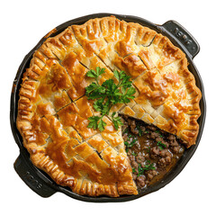 meat pie dish cutout png isolated on white or transparent background 
