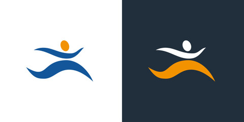 People run logo vector runner sport man icon abstract