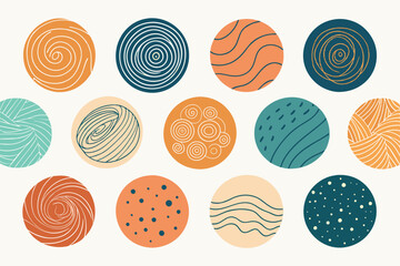 Seamless pattern Of Doodle Creative minimalist Abstract art circle shape and Hand Drawn doodle Scribble Circle. Design elements or background for wall decoration