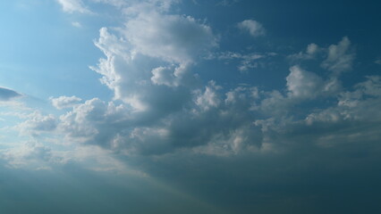 Light blue and white colours of real skies with clouds. Time lapse.
