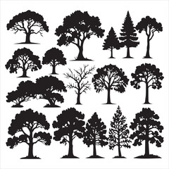 Fototapeta premium Set of plant and tree silhouette