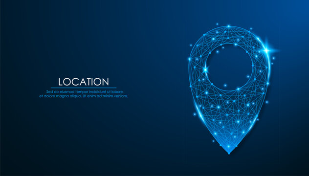 Map location pointer, low poly design. Map pin or navigation pointer. Low poly wireframe navigation pointer that mark geolocation. Vector illustration.
