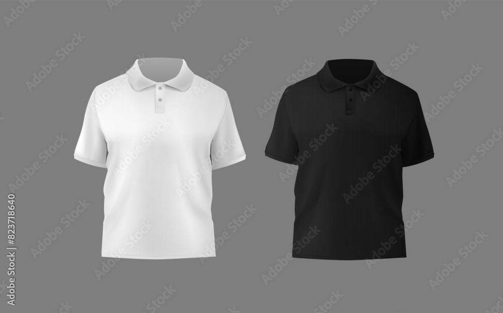 Wall mural Short sleeve polo shirt.t-shirt front, t-shirt back and t-shirt sleeve design for mockup.