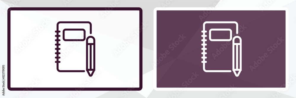 Poster workbook outline icon. Linear vector from business concept. Thin line black and white workbook icon isolated on white and dark background
