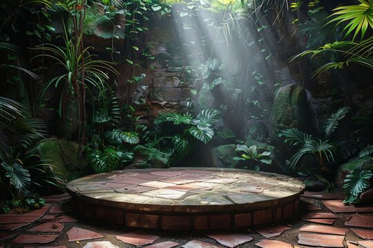 Nature-inspired podium template: Perfect for showcasing your work in a vibrant environment