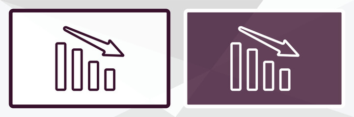 depleting chart outline icon. Linear vector from business concept. Thin line black and white depleting chart icon isolated on white and dark background