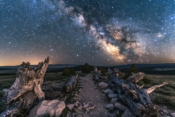 Dead pine trees and the milky, high quality, high resolution