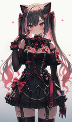Fototapeta premium Cute anime female vampire character portrait