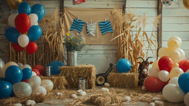 Graduation backdrop with balloons for agriculture , gratulation background 