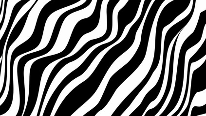 A black and white pattern of simple lines, repeating in an infinite design, creating intricate patterns that resemble zebra stripes.