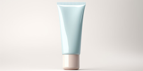 Blank Skincare Tube on a Plain Background for Branding Mockup