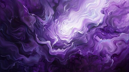 Obraz premium An abstract painting with swirling shades of purple, creating a sense of depth and movement.