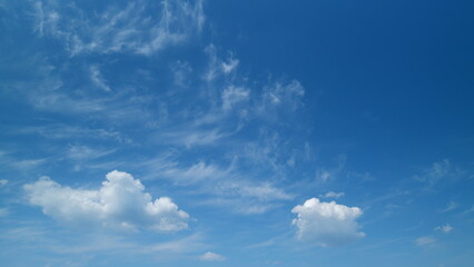 Beautiful sky background with picturesque cirrus clouds. Blue sky called mare s tails indicate fine...