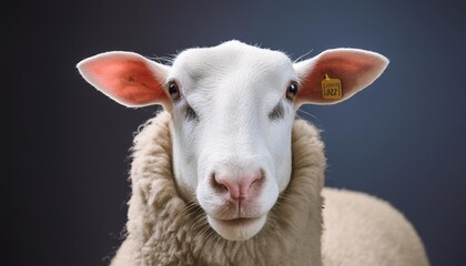 Fototapeta premium sheep close up head on black background