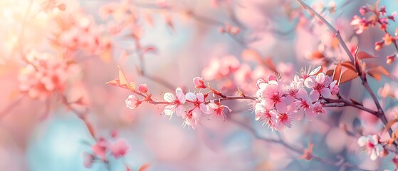 Pastel Delight: Serene Spring Scene with Copy Space in High Quality Photography
