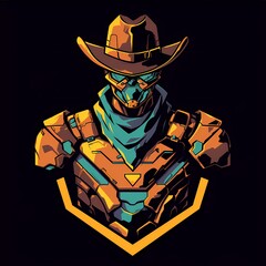 Military soldier character mascot in game concept illustration, vector logo style, e-sport gamer t-shirt design on isolated background