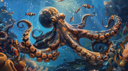 Fototapeta premium The octopus is a beautiful and fascinating creature that is found in all oceans
