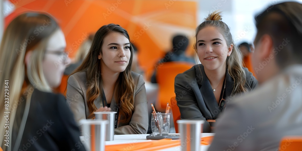 Aufkleber students connecting with career professionals in networking field. concept networking events, career