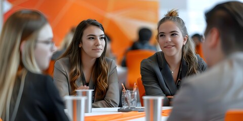 Students connecting with career professionals in networking field. Concept Networking Events, Career Guidance, Student Opportunities, Professional Mentoring, Industry Networking