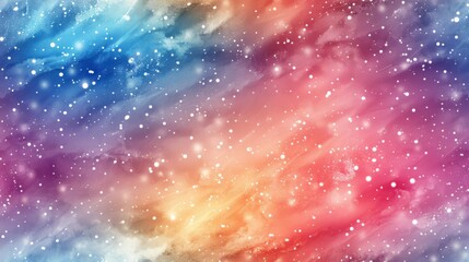 Vibrant Cosmic Nebula Illustration with Gradient Hues of Blue, Pink, and Orange, Dotted with Twinkling Star Dust.