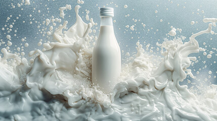 Milk Bottle Splashing in a Sea of Milk