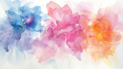 Beautiful Watercolor Flower Painting Displaying Soft Pastel Flowers on a White Background
