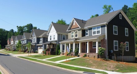 Obraz premium America Suburban Homes: Construction and Community in Family-Friendly Neighborhood