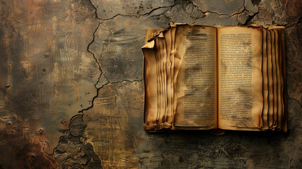 Open Book on Dirty Wall