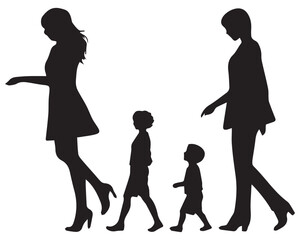 Mom and child black silhouette vector