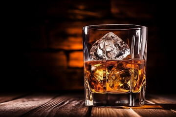 Pouring whiskey into a glass tumbler. AI generated.