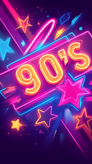 90's theme background in neon colors design