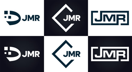 JMR logo. J M R design. White JMR letter. JMR, J M R letter logo design. J M R letter logo design in FIVE, FOUR, THREE, style. letter logo set in one artboard. J M R letter logo vector design.