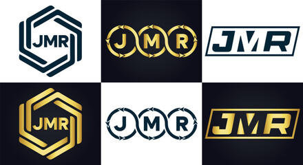 JMR logo. J M R design. White JMR letter. JMR, J M R letter logo design. J M R letter logo design in FIVE, FOUR, THREE, style. letter logo set in one artboard. J M R letter logo vector design.