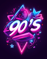 90's theme background in neon colors design