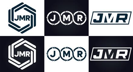 JMR logo. J M R design. White JMR letter. JMR, J M R letter logo design. J M R letter logo design in FIVE, FOUR, THREE, style. letter logo set in one artboard. J M R letter logo vector design.