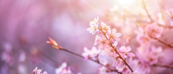 Obraz premium Serene Spring Blooms in Pastel Colors with Ample Copy Space, High Quality Photography
