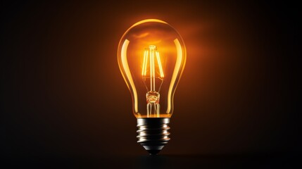 A glowing incandescent light bulb against a dark background, emitting a warm, inviting light.