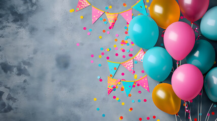 Festive rainbow balloons banner - Celebration design