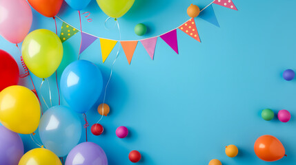 Festive rainbow balloons banner - Celebration design