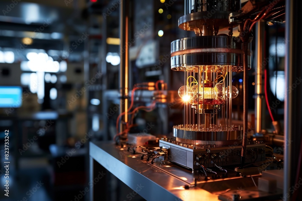 Poster a powerful quantum computer in a modern lab technology, ai generated