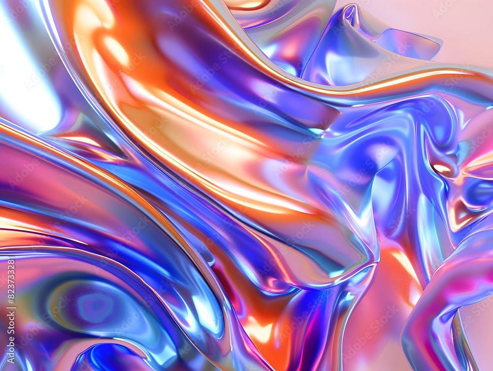 Poster iridescent vivid glassy gradients abstract 3d blob background