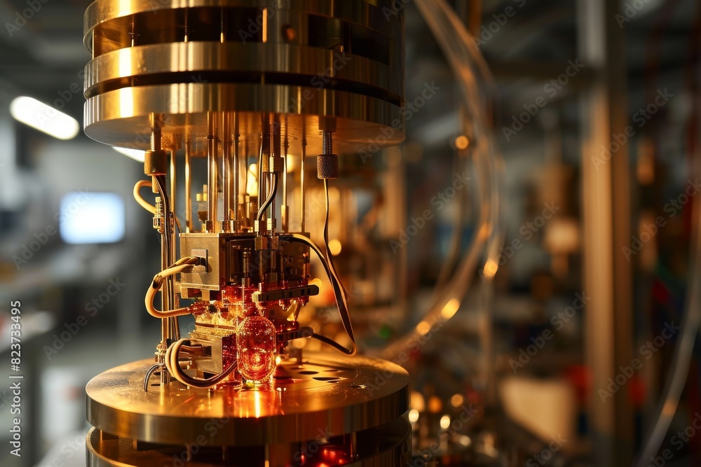 Poster a powerful quantum computer in a modern lab technology, ai generated
