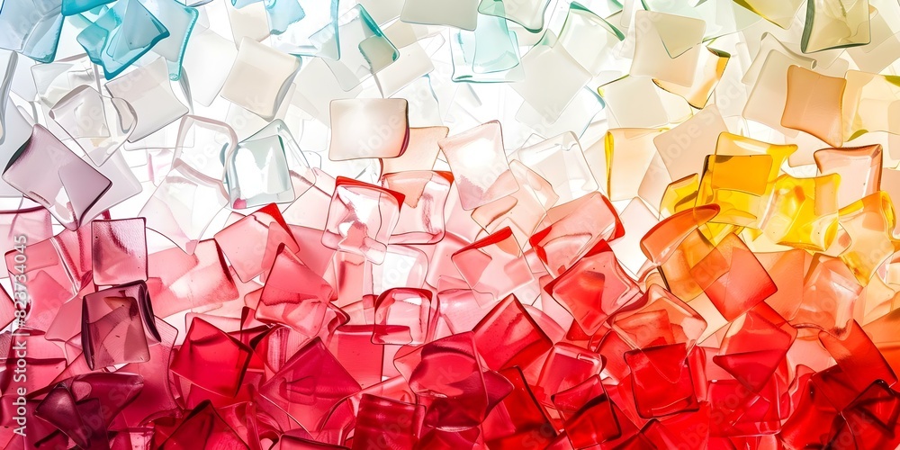 Poster construct a harmonious visual tapestry by arranging small colored pieces in mosaic style backgrounds