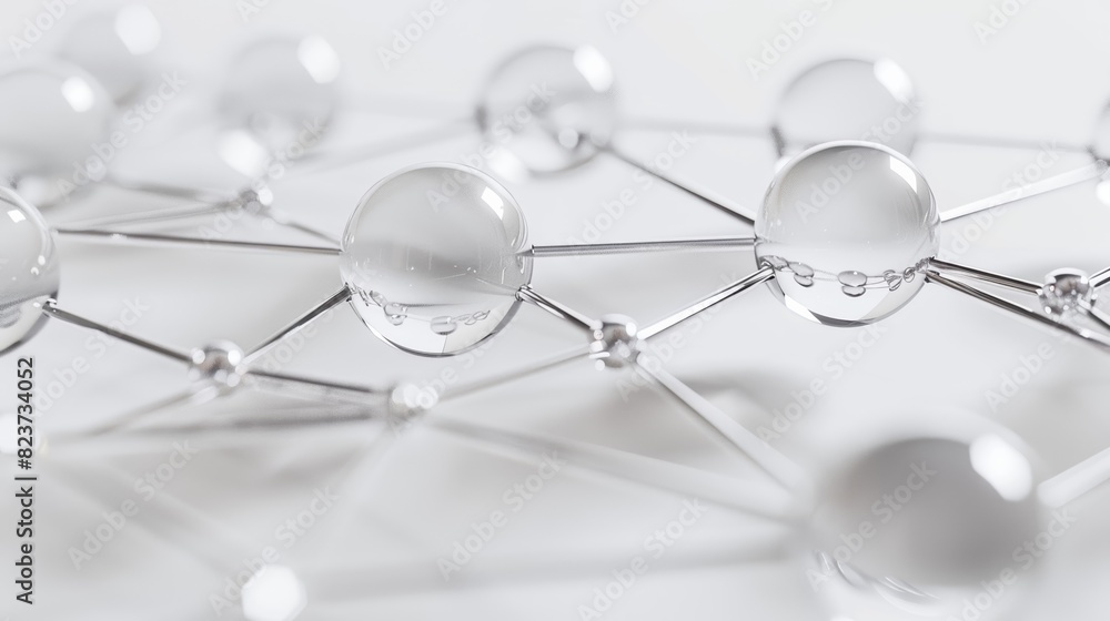 Poster decentralized blockchain network, with nodes represented as interconnected spheres and transaction data flowing between them.