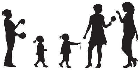 Obraz premium family Vector silhouette white background