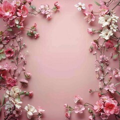 Obraz premium Pink flower frame background for mother's day , friendship day